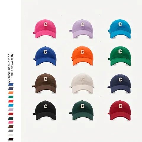 Gorra De Béisbol Con Bordado De Parche Letra C Algodón Ajustable Transpirable Sombrero De Sol Exterior Vintage