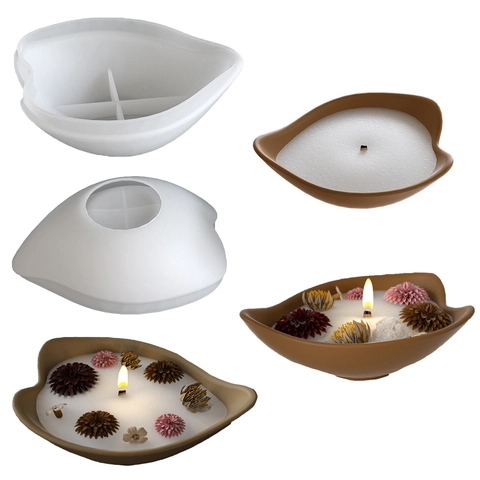 Stampo In Silicone A Forma Di Foglia DIY Tazza Per Candele Vassoio Portaoggetti Resina Gesso Artigianato Decorazione Naturale