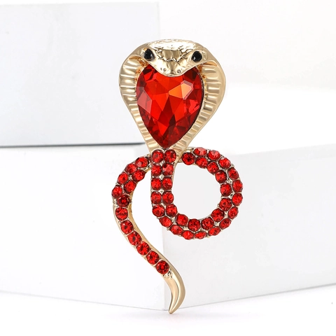 Spilla Serpente Cobra Lega Strass Cristallo Cuore Gioielli Per Donne Uomini Abito Cappotto Accessorio Individuale