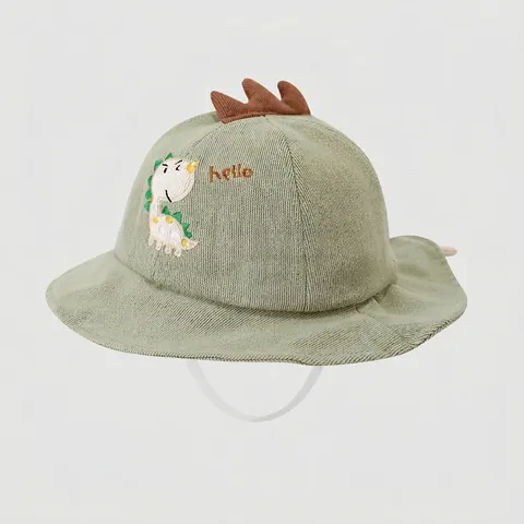 Cappello a Secchiello per Bambini con Dinosauro Cartone Animato Morbido Traspirante Autunnale per Neonati Maschi e Femmine