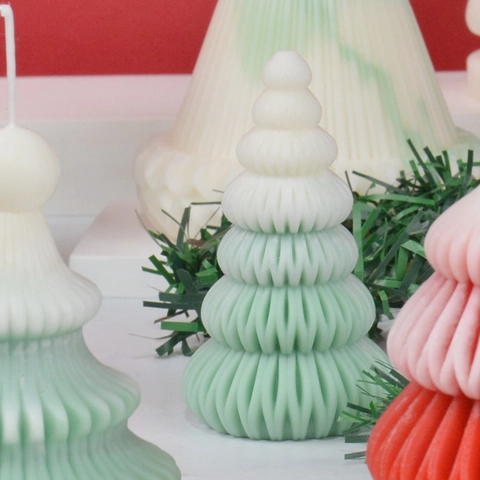 Molde De Silicona Árbol De Navidad 3D Estilo Origami DIY Vela Aromaterapia Yeso Fabricación Jabón Decoración Vacaciones Herramienta