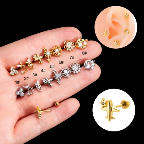 Clous De Cartilage En Acier Inoxydable Avec Zircon Piercing D'Oreille Bijoux De Mode Pour Femmes Plusieurs Modèles