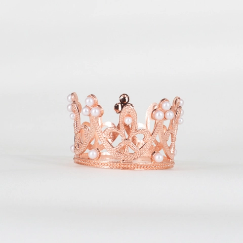 Elegant Mini Crown Tiara Alloy Rhinestone And Imitation Artificial Pearl Bridal Hair Accessories For Wedding Birthday Cake Topper