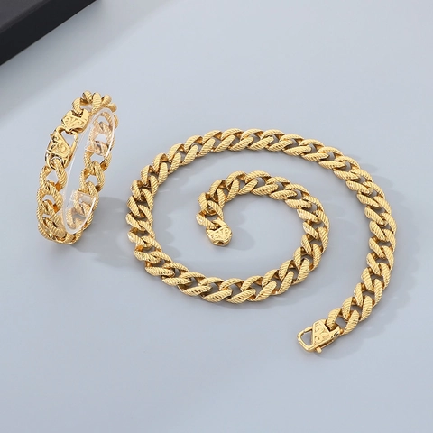 Set Di Gioielli Da Uomo Collana E Bracciale In Acciaio Inossidabile Stile Punk Vintage Catena Cubana Intrecciata Galvanizzata