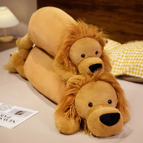 Giocattolo Di Peluche Leone Cuscino Animale A Corpo Lungo Morbido Cuscino Per Decorazione Domestica Personaggio Criniera Gialla Regalo Confortante
