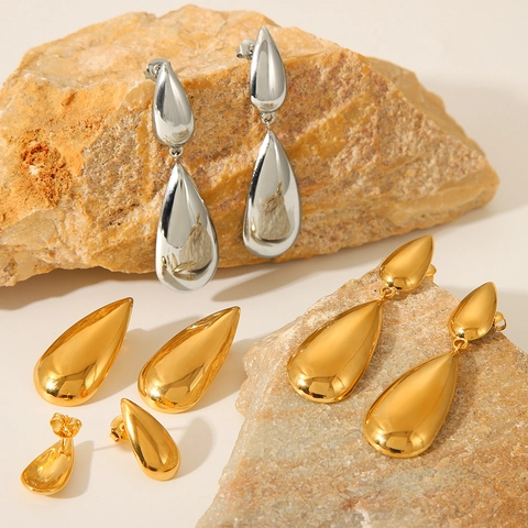 Teardrop Earrings Stainless Steel Minimalist Water Drop Mirror Polished Dangle Stud Earrings Fashion For Women