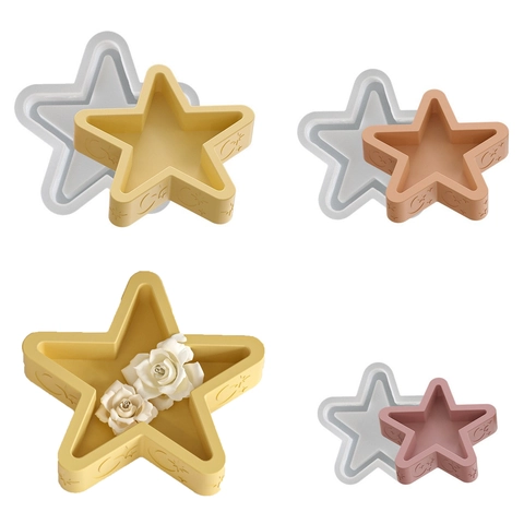 Star Shape Silicone Mold Five-Pointed Star Tray Storage Dish Jewelry Plate Moon Star Pattern DIY Resin Casting Craft