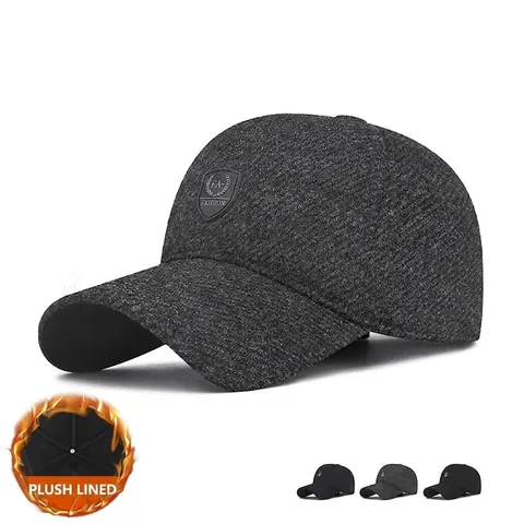 Cappello Da Baseball Caldo Invernale In Cotone Foderato In Pile Protezione Per Le Orecchie Antivento Berretto Termico Regolabile Per Uomini