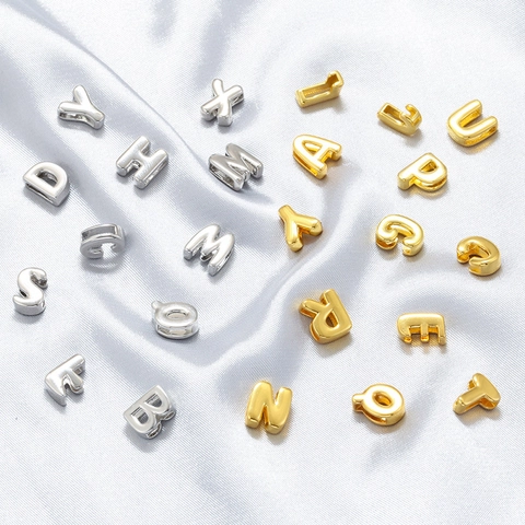 Retro 18K Gold Plated Brass Alphabet Letter Beads For DIY Jewelry Making Necklace Bracelet Charms Balloon Style