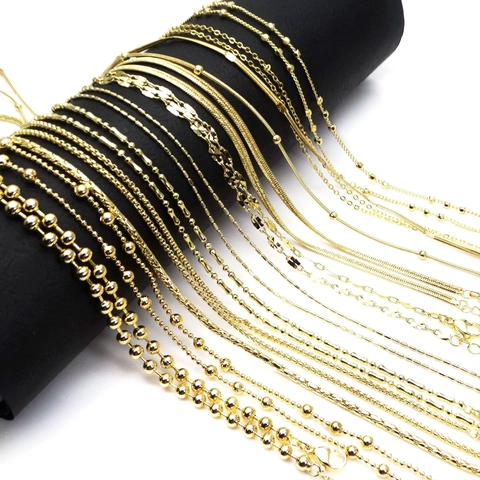 Copper Gold Plated Necklace For Women Versatile Ball Chain Snake Chain O-Link Chain Fashion Jewelry Minimalist Neck Chain