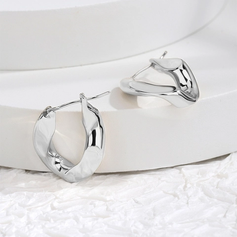 Orecchini a Cerchio Minimalisti Torti a Forma di Uovo Geometrici per Donna Placcati Oro Argento Rame Gioielli Cyberpunk