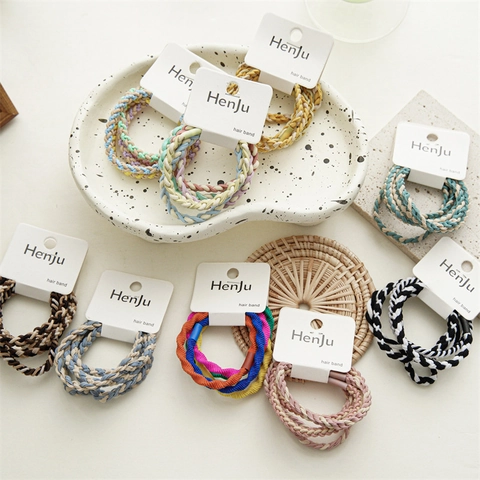 Elastic Braided Hair Ties Candy Color High Elasticity Ponytail Holders Durable Nylon Hair Rings For Women Girls Accessories
