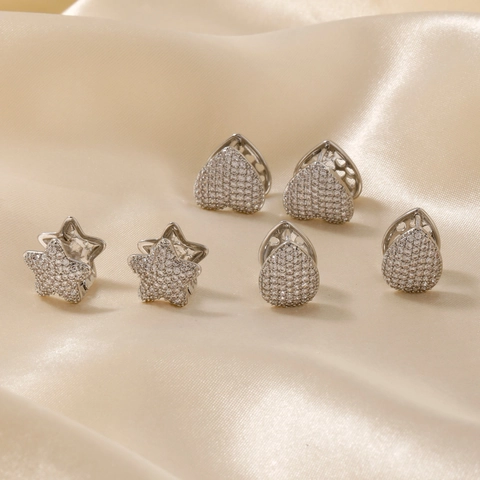 Sternförmige Creolen Mit Zirkonia Eingelegt Kupfer Cubic Zirkonia Minimalistischer Metallischer Schmuck Für Damen