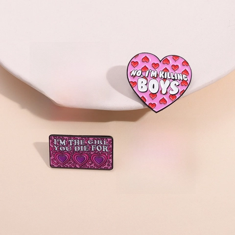 Spilla In Smalto Punk Rosa Freddo Cuore Slogan In Inglese Distintivo In Metallo Pin Per Ragazze Stile Y2K Moda Donna Decorazione