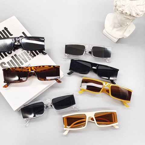 Retro Square Small Frame Sunglasses For Women UV400 Protection PC Frame AC Lens Vintage Rectangular Trendy Fashion Streetwear