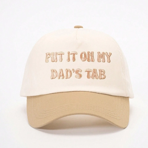 Baseball Cap Put It On My Dads Tab Stickerei Color Block Sonnenschutz Gebogener Schirm Outdoor Verstellbar Sport Hut