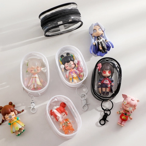 Bolsa De Exhibición Para Figuras De Acción PVC Transparente Estuche Portátil Con Cremallera Y Gancho Para Muñecas