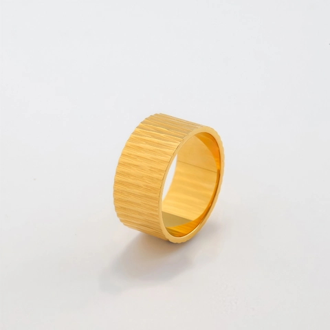 Personalisierte Edelstahl Breit Band Ring Vergoldet Vertikaler Streifen Ins-Stil Paar Minimalist Mode Schmuck Fingerring