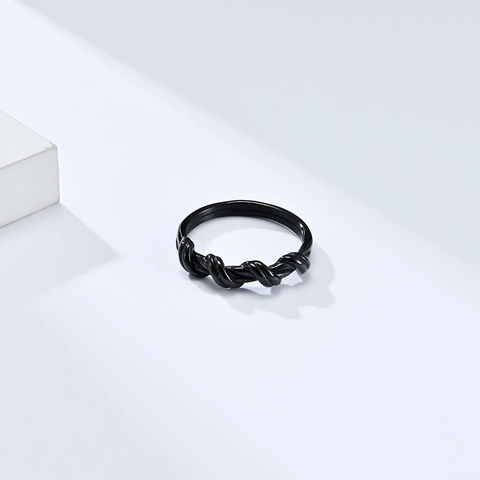 Anello in Acciaio Inossidabile Unisex con Corda Torta Design Industriale Nicchia Anello a Fascia Lucidato a Specchio per Uso Quotidiano Casual