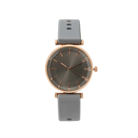 Women Quartz Watch Rose Gold Alloy Case Rhinestone Dial Silicone Strap Fashion Casual Sporty Simple Wristwatch