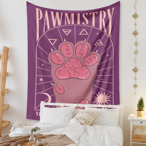 Wandteppich Pawmistry Katzenpfote Sternzeichen Astrologie Mysterium Böhmisch Behang Heimtextilien Für Schlafzimmer Polyester