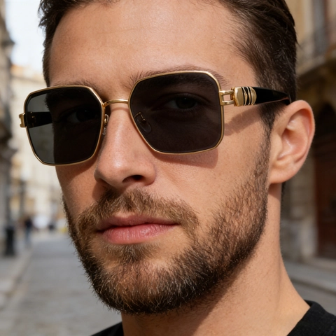 Gafas De Sol Cuadradas De Moda Montura De Metal Protección UV400 Conducción Al Aire Libre Montura Grande