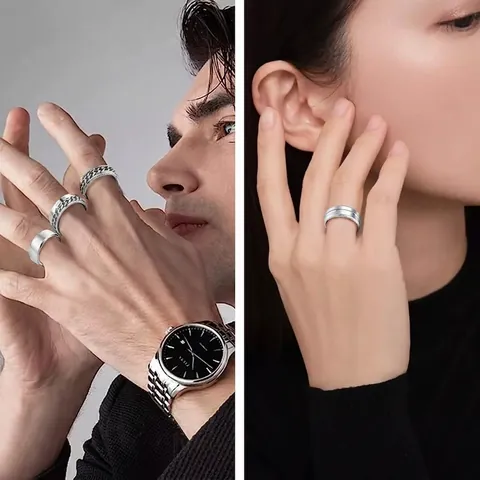 Men Rings Titanium Steel Spinning Chain Roman Numerals Brushed Surface Punk Fashion Jewelry For Husband Boyfriend