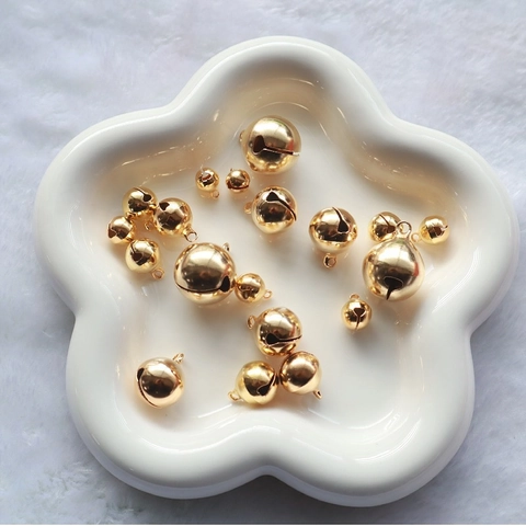 Campanas Redondas De Metal Chapadas En Oro Hierro Cobre Para Hacer Joyas DIY Artesanías Collar De Mascotas Decoración Hogar