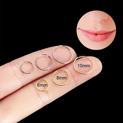 Moda G23 F136 Titanio Aro Circular Labio Nariz Cartílago Piercing Joyería Unisex Simple Liso