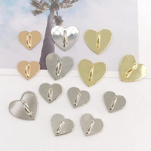 Alloy Heart Rectangle Metal Buckle Buttons DIY Jewelry Findings Smooth Shiny Rhinestone Sewing For Handmade Accessories