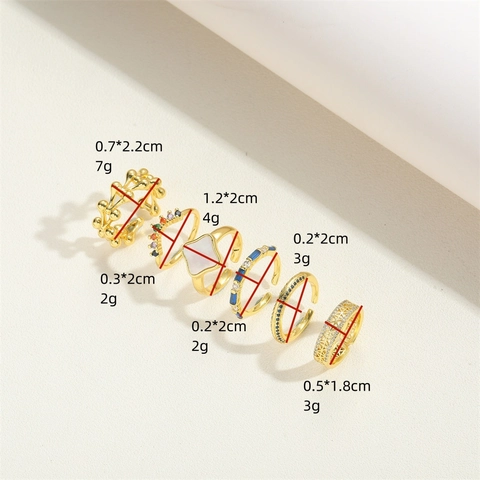 Vintage Zirconia Copper Open Ring For Women Personalized Square Geometric Adjustable Fashion Jewelry Finger Ring Accessory