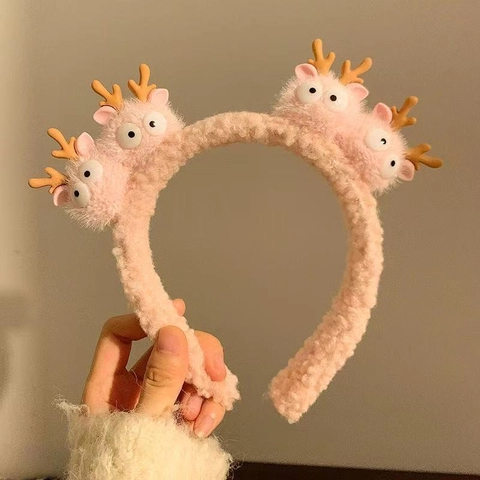 Joli Bandeau en Peluche Avec Quatre Poupées d'Animaux Cartoon Animal Anneau de Cheveux Doux Coiffure Pour Femmes et Filles Photo Quotidienne
