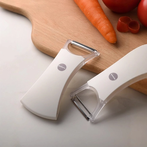 Gemüseschäler Edelstahl Doppelfunktion Rotierender Kopf Fruchtschaber Ergonomisches Küchenwerkzeug Für Kartoffeln Tomaten