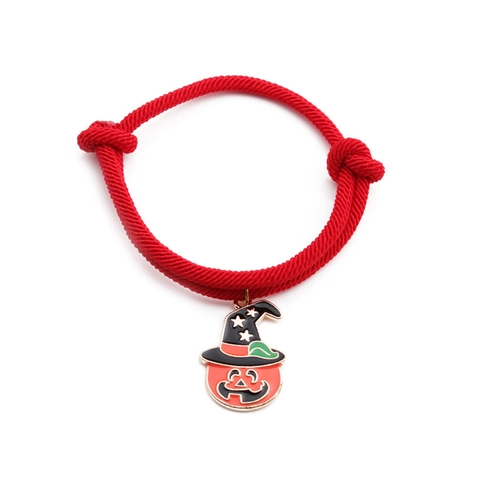 Halloween Verstellbares Rotes Seilarmband Mit Legierung Emaille Fledermaus Kürbis Geist Anhänger Party Schmuck