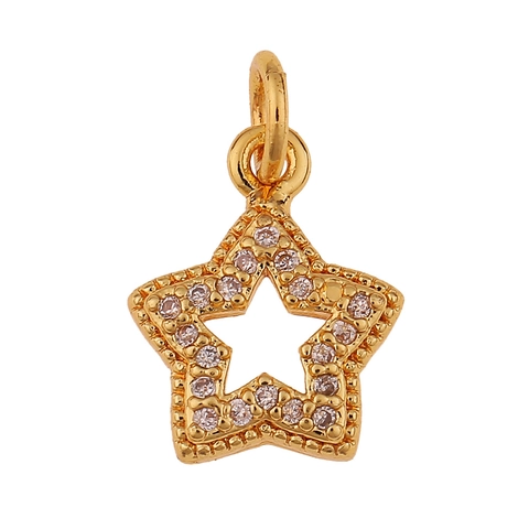 Copper Charms Pendants Gold Plated Cubic Zirconia Heart Star Moon Airplane Sun Shield For DIY Jewelry Making