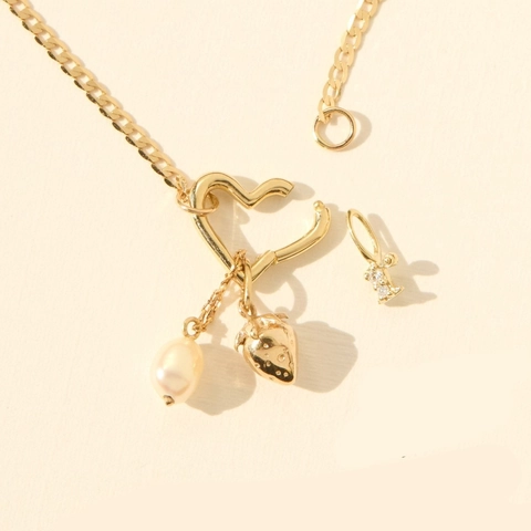 Vintage Stainless Steel Necklace Chain With Heart Carabiner Round Spring Ring Clasp 18K Gold Plated DIY Jewelry For Men Women