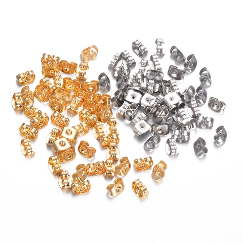 Stainless Steel Butterfly Earring Backs Secure Earring Stoppers Studs DIY Jewelry Findings Accessories Gold Silver Tone
