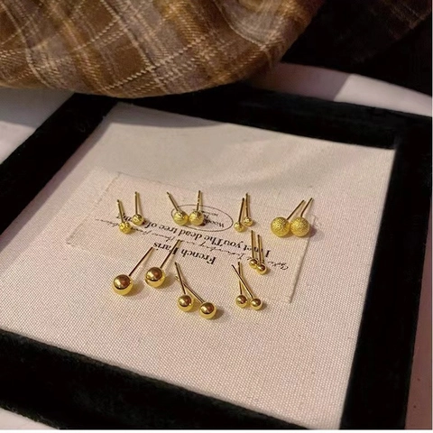 Minimalistische Runde Kugel Ohrstecker Mit 925 Sterling Silber Earring Post Polierte Matte Perlen Schmuck Für Damen