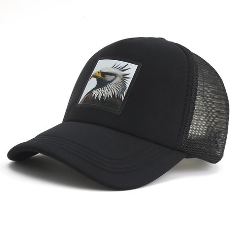 Eagle Patch Trucker Hat Breathable Mesh Polyester Baseball Cap Outdoor Sun Protection Adjustable For Men Women