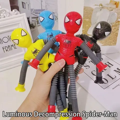 Telescopic Pop Tubes Toy Suction Cup Robot Giraffe Astronaut Shape LED Light Up Stress Relief Sensory Play For Kids