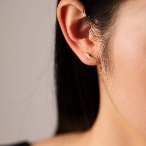 Minimalist 925 Sterling Silver Stud Earrings Shiny Cubic Zirconia Geometric Tiny Sparkling Piercing Jewelry Women