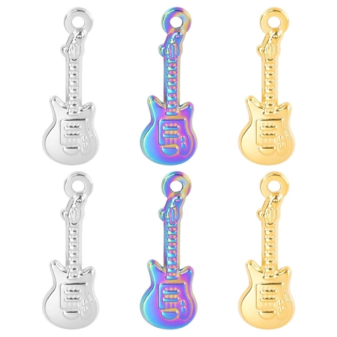 Guitar Pendant Necklace Stainless Steel Minimalist Music Lover Jewelry Gift For Women Men Fashion Clavicle Chain
