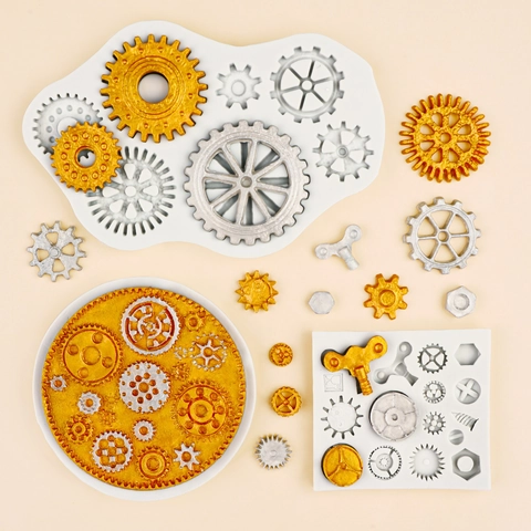 Steampunk Mechanisches Getriebe Kompass Silikonform Für Fondant Tortendekoration DIY Schokolade Epoxidharz Handwerk