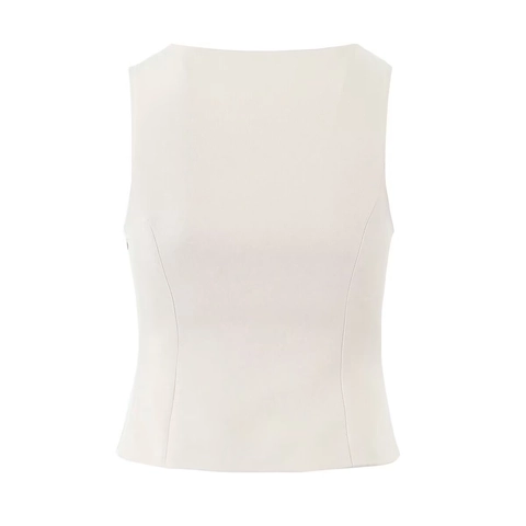Women Slim Fit Tank Top V-Neck Notch Sleeveless Polyester Spandex Minimalist Side Zipper Camisole