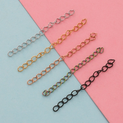 Stainless Steel Extension Chain For Necklace Bracelet DIY Jewelry Making Findings Mirror Polished Multi Color