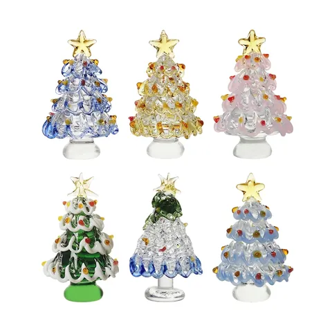 Weihnachtsbaum Glas Tischdekoration Mit Kristall Stern Spitze Bunte Spiralstruktur Miniatur Festlich Home Deko