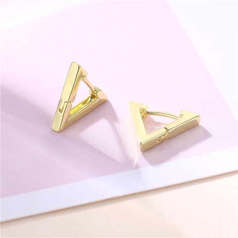 Orecchini A Cerchio Triangolari Geometrici Rame Lucidato Placcato Oro Stile Minimalista Gioielli Da Donna