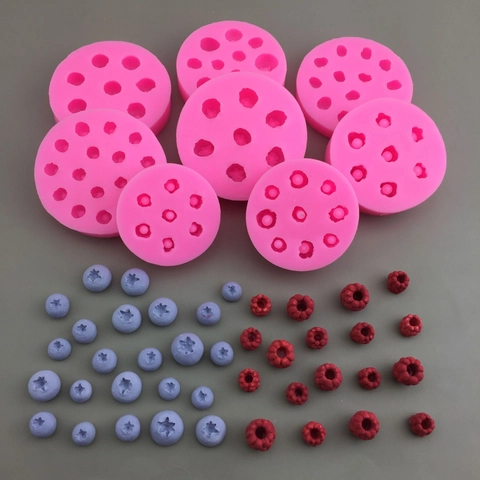 Siliconen Vorm Blauwe Bes Framboos Voor Chocolade Fondant Snoep Hars Ambacht DIY Fruitvorm Cake Decoratie Gereedschap Flexibel