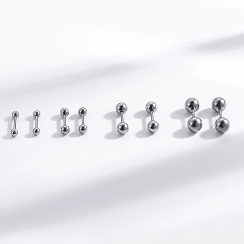 Minimalist Stainless Steel Round Ball Ear Cartilage Studs Screw Back Piercing Jewelry For Women And Men
