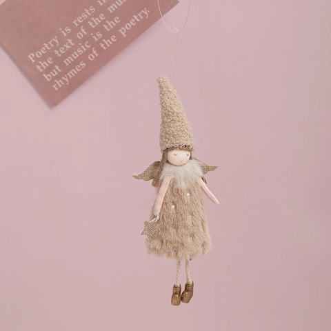 Ornamenti Appesi Bambola Angelo Di Natale Peluche Maglia Tessuto Paillettes Ali Corona Corna Cuore Stella Decorazione Casa